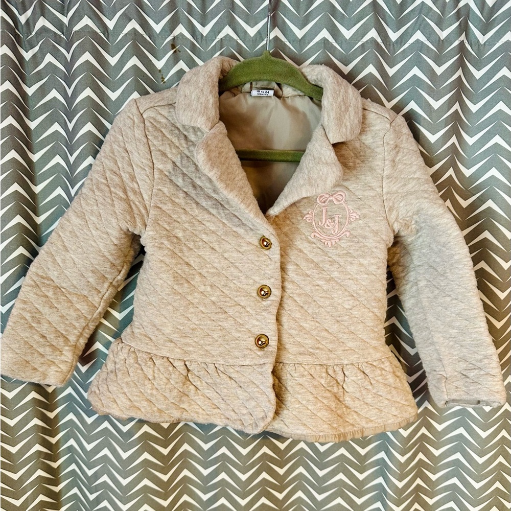 Janie and Jack Heather Oatmeal Quilted Blazer, size 18-24m